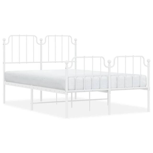 Berkfield Home Metal Bed Frame with Headboard & Footboard White 120x200 cm - Size: Small Double - image 1