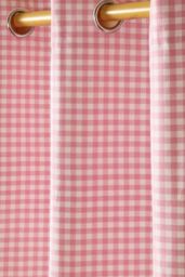 Homescapes Cotton Gingham Eyelet Curtain Pair in Pink - Size: 140 cm width x 183 cm drop - thumbnail 2