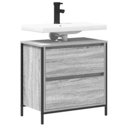 Berkfield Home Decorative Bathroom Basin Cabinet with Drawers Grey Sonoma 60x34 - thumbnail 4