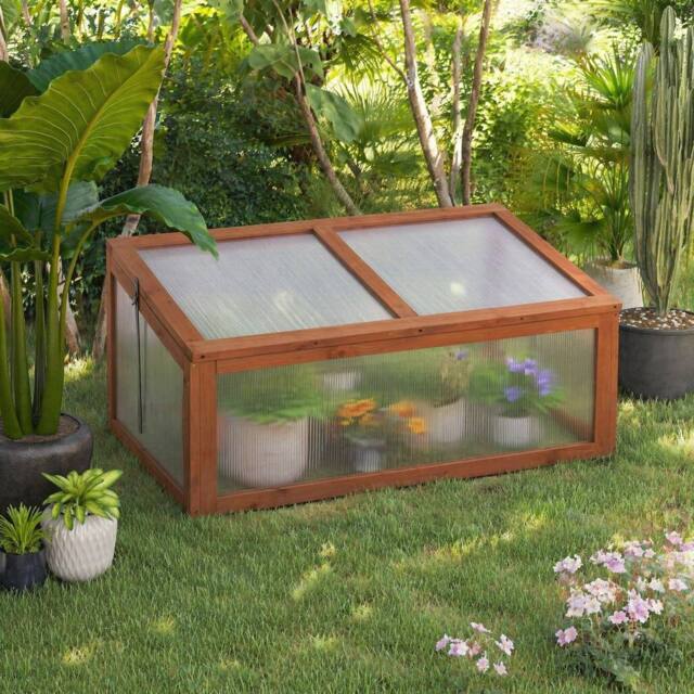 STILVORA Wooden Cold Frame with Openable Tilted Top in Brown - image 1