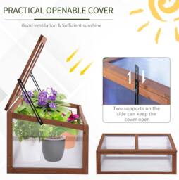 STILVORA Wooden Cold Frame with Openable Tilted Top in Brown - thumbnail 7