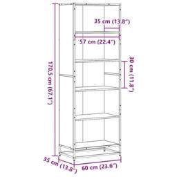 Berkfield Home Bookcase Grey Sonoma 60x35x170.5 cm Engineered Wood - thumbnail 9