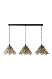 ValueLights Vine Natural Rattan Flower 3 Drop Black Diner Ceiling Pendant Light - thumbnail 6