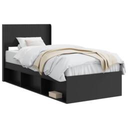 Berkfield Home Bed Frame with Storage & Headboard Black 90 x 200 cm - thumbnail 2
