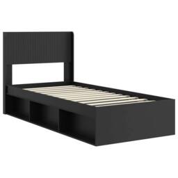 Berkfield Home Bed Frame with Storage & Headboard Black 90 x 200 cm - thumbnail 4