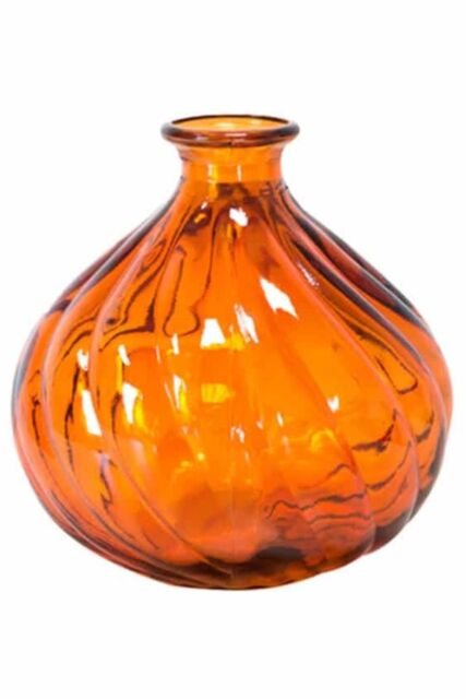 Verano Spanish Ceramics Glass Ola Home Décor Small Round Vase (H) 17cm in Orange - image 1