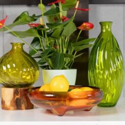 Verano Spanish Ceramics Glass Ola Home Décor Small Round Vase (H) 17cm in Orange - thumbnail 4
