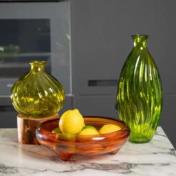 Verano Spanish Ceramics Glass Ola Home Décor Small Round Vase (H) 17cm in Orange - thumbnail 3