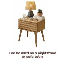 FORGEVIO Mango Wood 1 Drawer Nightstand Bedside Side Table in Natural - thumbnail 3