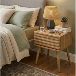 FORGEVIO Mango Wood 1 Drawer Nightstand Bedside Side Table in Natural - thumbnail 4