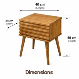FORGEVIO Mango Wood 1 Drawer Nightstand Bedside Side Table in Natural - thumbnail 2