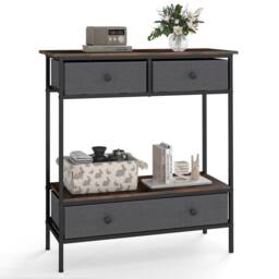 Costway Console Table Industrial Entryway Table Sofa Table Rustic Foyer Table in Brown
