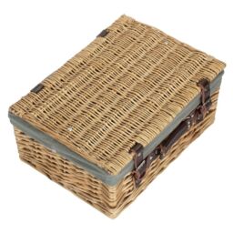 Red Hamper Wicker 40 cm Buff Empty Hamper with Cotton Lining in Grey - thumbnail 3