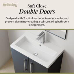 Balterley Bathroom Vanity Basin Unit, Chrome Handles, 600mm, Dark Grey - thumbnail 3
