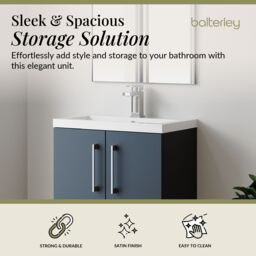 Balterley Bathroom Vanity Basin Unit, Chrome Handles, 600mm, Dark Grey - thumbnail 2