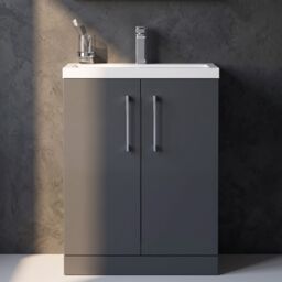 Balterley Bathroom Vanity Basin Unit, Chrome Handles, 600mm, Dark Grey - thumbnail 9