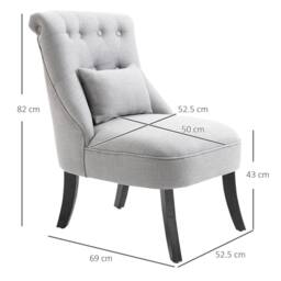 Wyld Haus Grey Tub Accent Chair with Button Tufting Solid Wood Legs & Pillow - thumbnail 3