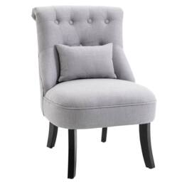 Wyld Haus Grey Tub Accent Chair with Button Tufting Solid Wood Legs & Pillow - thumbnail 2
