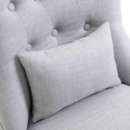 Wyld Haus Grey Tub Accent Chair with Button Tufting Solid Wood Legs & Pillow - thumbnail 8