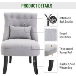 Wyld Haus Grey Tub Accent Chair with Button Tufting Solid Wood Legs & Pillow - thumbnail 6
