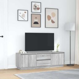 Berkfield Home TV Cabinet with LED Lights Grey Sonoma 160.5x41x50 cm - thumbnail 4