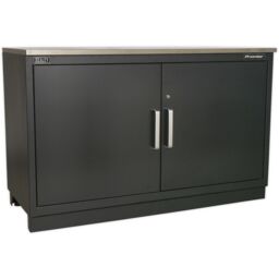 Loops 1550mm Heavy Duty Modular Floor Cabinet - Two Door - Steel - Adjustable Shelf in Metallics