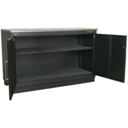 Loops 1550mm Heavy Duty Modular Floor Cabinet - Two Door - Steel - Adjustable Shelf in Metallics - thumbnail 4