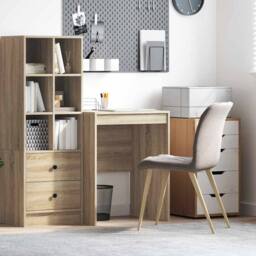 Berkfield Home Modern Computer Desk Sonoma oak Particle board 60 x 50 x 76 cm in Light Tan - thumbnail 2