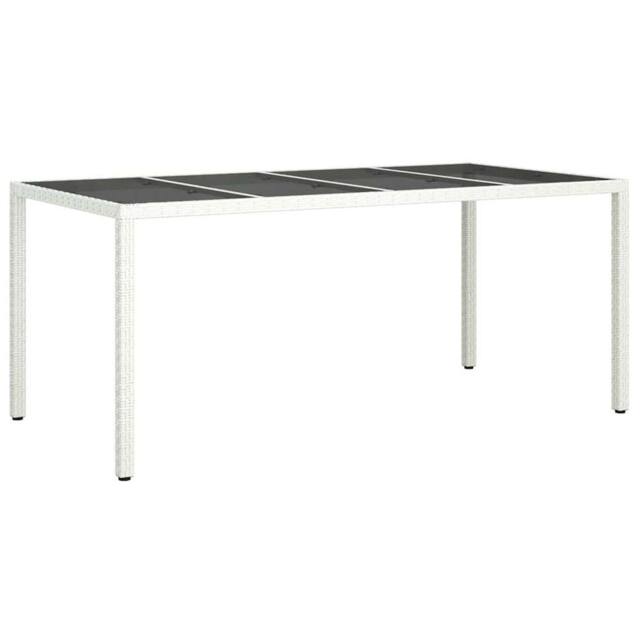 Berkfield Home Garden Dining Table White 190x90x75 cm Poly Rattan - Size: 190 x 90 x 75 cm - image 1