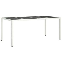 Berkfield Home Garden Dining Table White 190x90x75 cm Poly Rattan - Size: 190 x 90 x 75 cm