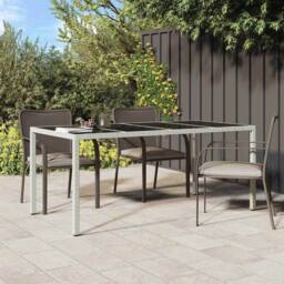 Berkfield Home Garden Dining Table White 190x90x75 cm Poly Rattan - Size: 190 x 90 x 75 cm - thumbnail 2