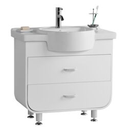 Orsina Ocean Basin & Under Basin Cabinet Set in White - thumbnail 1