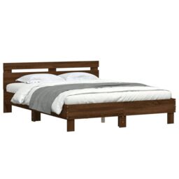 Berkfield Home Bed Frame without Mattress Brown Oak 140x200 cm - thumbnail 4