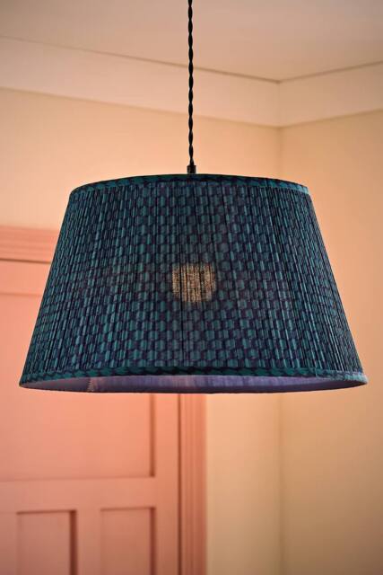 ValueLights Malina Double Teal Pleated Tapered Easy Fit Lamp Shade with Bulb - Size: Large - image 1