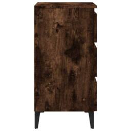 Berkfield Home Sturdy Bed Cabinet with Metal Legs Smoked Oak 40x35x69 cm in Brown - Size: 40 x 35 x 69 cm - thumbnail 6
