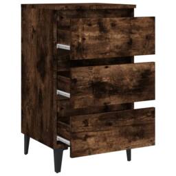 Berkfield Home Sturdy Bed Cabinet with Metal Legs Smoked Oak 40x35x69 cm in Brown - Size: 40 x 35 x 69 cm - thumbnail 7