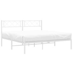 Berkfield Home Metal Bed Frame with Headboard White 135x190 cm Double - thumbnail 4