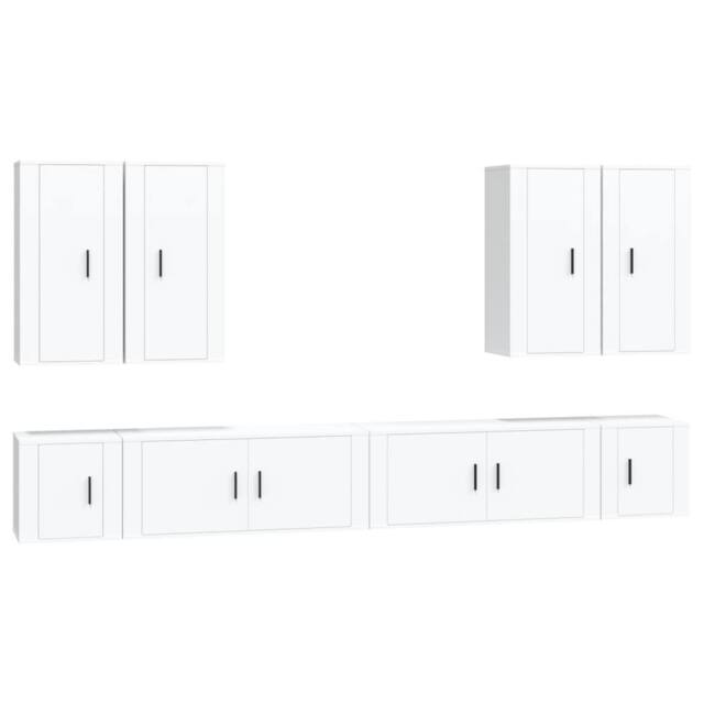 Berkfield Home 8 Piece TV Cabinet Set White Engineered Wood - image 1