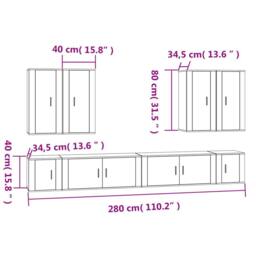 Berkfield Home 8 Piece TV Cabinet Set White Engineered Wood - thumbnail 8