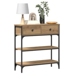 Berkfield Home Console Table Artisan Oak 72, 5x25x75 cm Engineered Wood & Steel in Brown - Size: 5 x 25 x 75 cm - thumbnail 3
