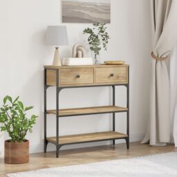 Berkfield Home Console Table Artisan Oak 72, 5x25x75 cm Engineered Wood & Steel in Brown - Size: 5 x 25 x 75 cm