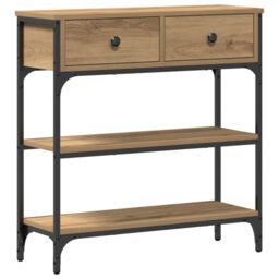 Berkfield Home Console Table Artisan Oak 72, 5x25x75 cm Engineered Wood & Steel in Brown - Size: 5 x 25 x 75 cm - thumbnail 2