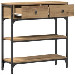 Berkfield Home Console Table Artisan Oak 72, 5x25x75 cm Engineered Wood & Steel in Brown - Size: 5 x 25 x 75 cm - thumbnail 5