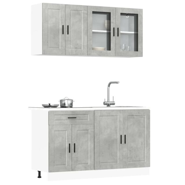 Berkfield Home 4 Piece Kitchen Cabinet Set Kalmar Concrete Grey Engineered Wood - image 1