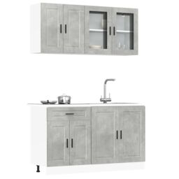 Berkfield Home 4 Piece Kitchen Cabinet Set Kalmar Concrete Grey Engineered Wood - thumbnail 1