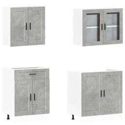 Berkfield Home 4 Piece Kitchen Cabinet Set Kalmar Concrete Grey Engineered Wood - thumbnail 4