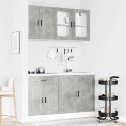 Berkfield Home 4 Piece Kitchen Cabinet Set Kalmar Concrete Grey Engineered Wood - thumbnail 3