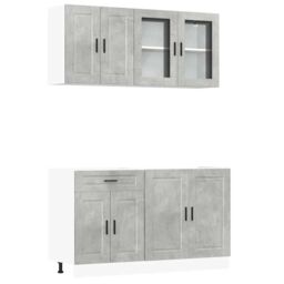 Berkfield Home 4 Piece Kitchen Cabinet Set Kalmar Concrete Grey Engineered Wood - thumbnail 2