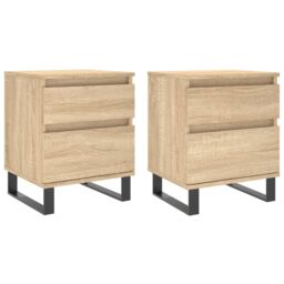Berkfield Home Bedside Cabinets 2 pcs Sonoma Oak 40x35x50 cm Engineered Wood in Brown - Size: 40 x 35 x 50 cm - thumbnail 2