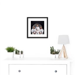 Artery8 Space NASA Apollo 11 Crew Armstrong Collins Aldrin 8X8 Inch Square Wooden Framed Wall Art Print Picture with Mount in Black - thumbnail 2